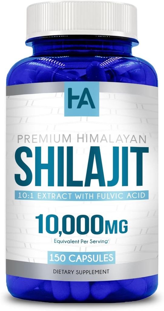 Extra síla Shilajit Kapsle 124; Chuť zdarma Shilajit pro muže a ženy 10000mg Ekvivalentní s přirozeně Occurring stopové minerály a Fulvic kyselinu 124; Vegan Non- GMO & Made in cGMP Labs (150 Služeb)