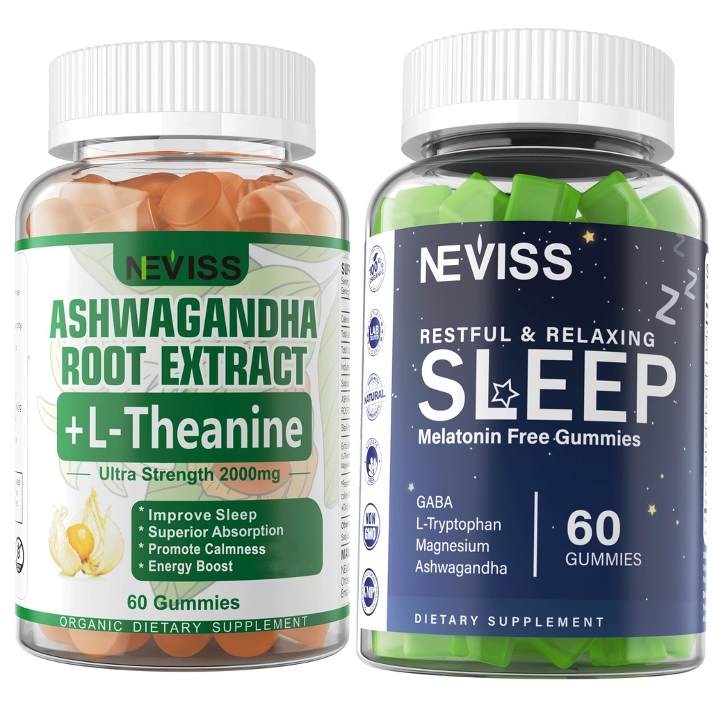 NEVISS Melatonin Gummies + Ashwagandha Gummies 2000mg