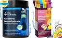KEY NUTRIENTY Creatin Monohydrát & Hydratační pakety Bundle - Neochucený Micronized Creatin Powder (60 Služeb) + Electrolyte Powder Packets (10 Služeb) - Posilovací síla, Hydratace a zotavení