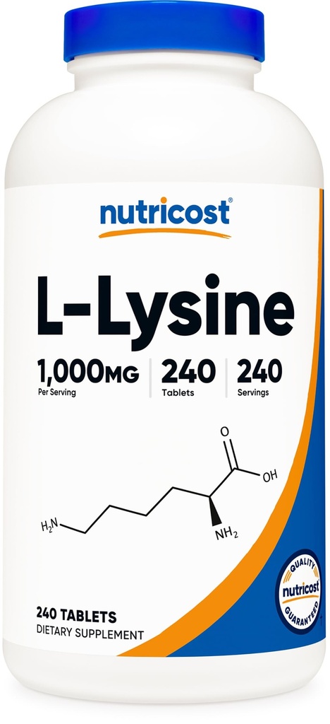 Nutricost L- Lysin 1000mg, 240 tablet - Gluten Free, Non-GMO, a Vegetarian Friendly