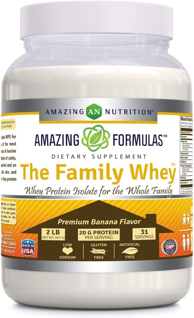 Amazing approvas The Family Syney Protein (Isolate) Powder for The whole Family - 2 libry - Nejúplnější a nejčistší forma proteinu - gluten Free (Banana)