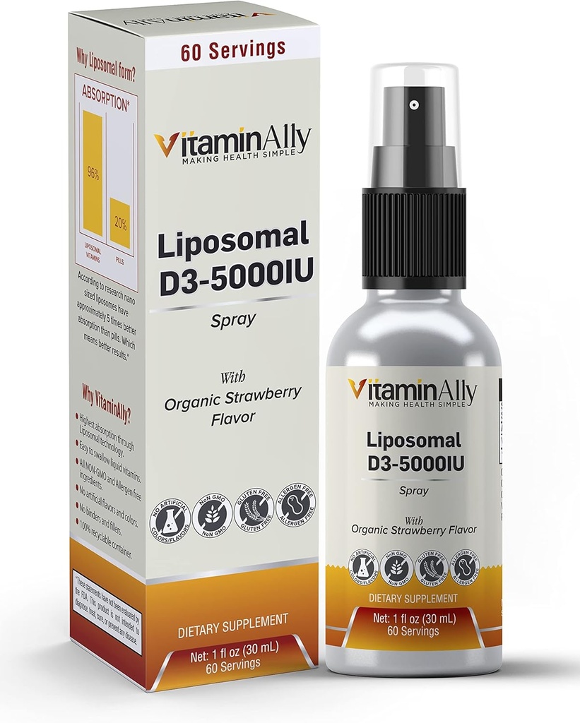 Lipozomální tekutý vitamín D3-5000IU Spray CLAS124; 2 Měsíční zásoba CLAS124; 1 fl oz CLAS124; Non-GMO CLAS124; Cukr zdarma CLAS124; Gluten Free CLAS124; Cestování Friendly CLAS124; Podporuje zdraví kostí, imunitní systém a zdravý mood