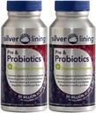Silver Lining Pre & Probiotika + Digestive Enzymy CFU 124; 50 Miliardy CFU / Aktivní buňky CFU 124; Digestive & Imunitation Function Support, Reduces Bloating CF124; Shelf- Stabilní vzorec CF124; 240 Počet (balení po 2)
