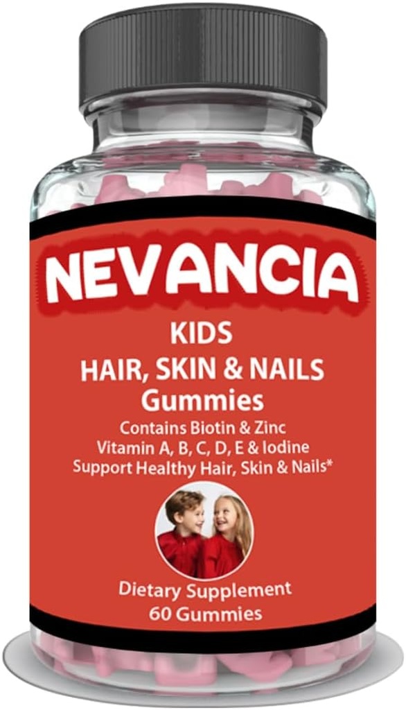 Děti Vlasy, kůže a nehty Gummies Contain Biotin, B Vitamíny, Vitamin C, Zinek, 60 Delicious Gummies, Nápověda Posilovat hřebíky, růst zdravější vlasy, dát děti kůže přírodní lesk