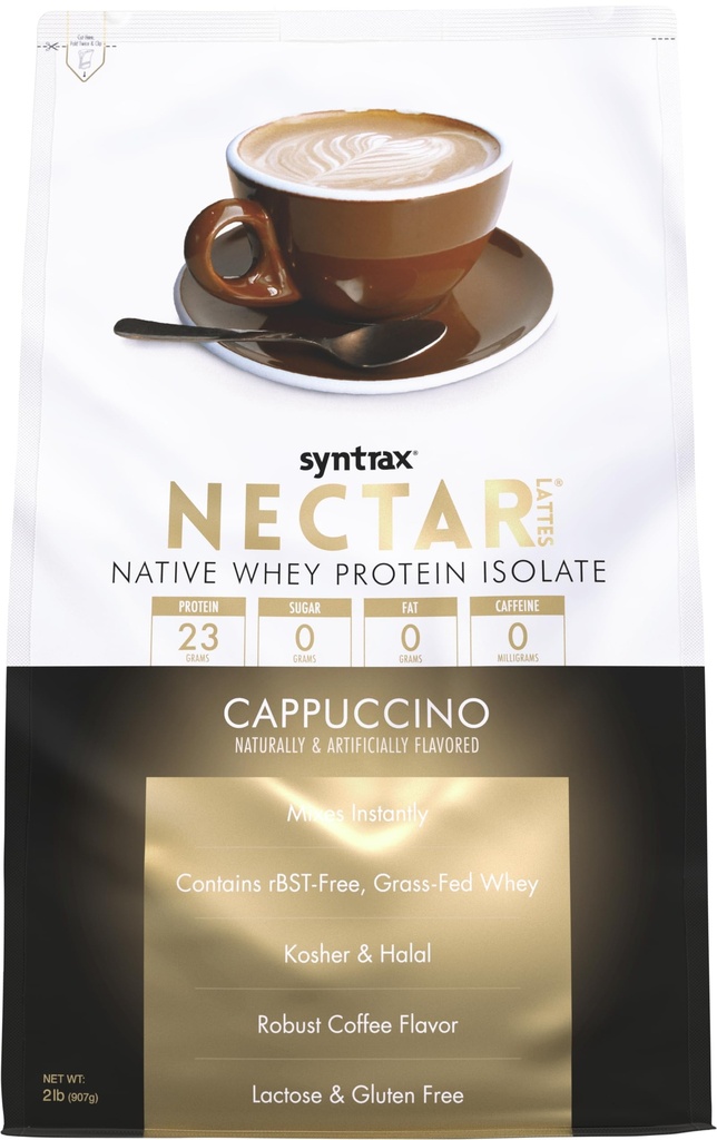 Syntrax Nutrition Nectar Lattes, 100% syrovátkový protein izolovaný prášek, Cappuccino, 2 kg