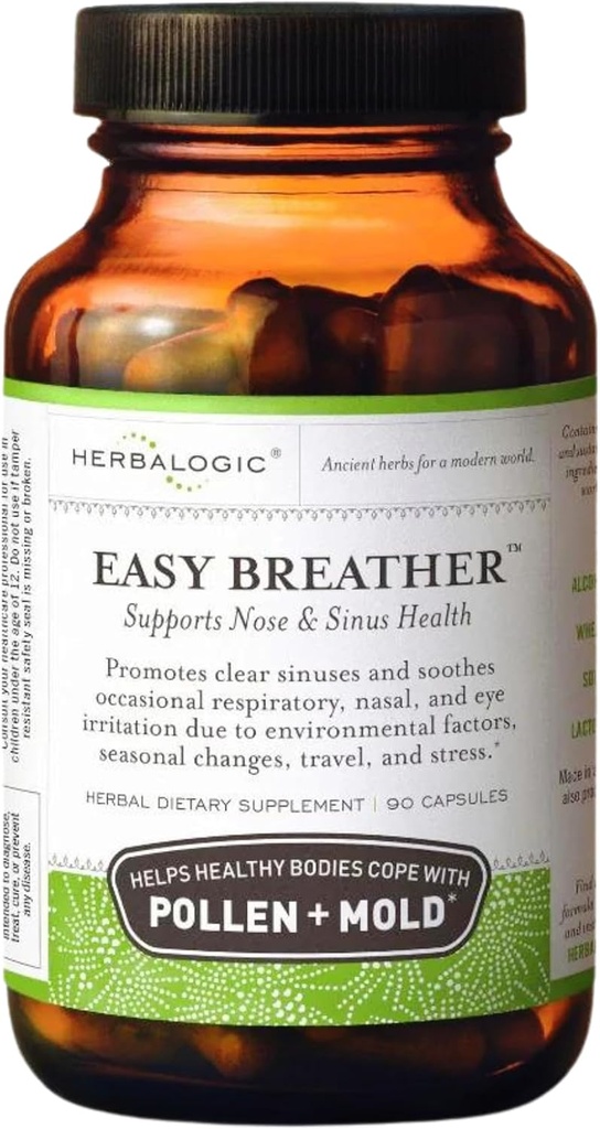 Herbalogika - Easy Breather Herb Kapsle - Podporuje Nose & Sinus zdraví - Pomáhá zdravým tělům Cope s Pollen & Mold - Na základě tradiční čínské Formule Yu Ping Fang San - 90 Cap Count