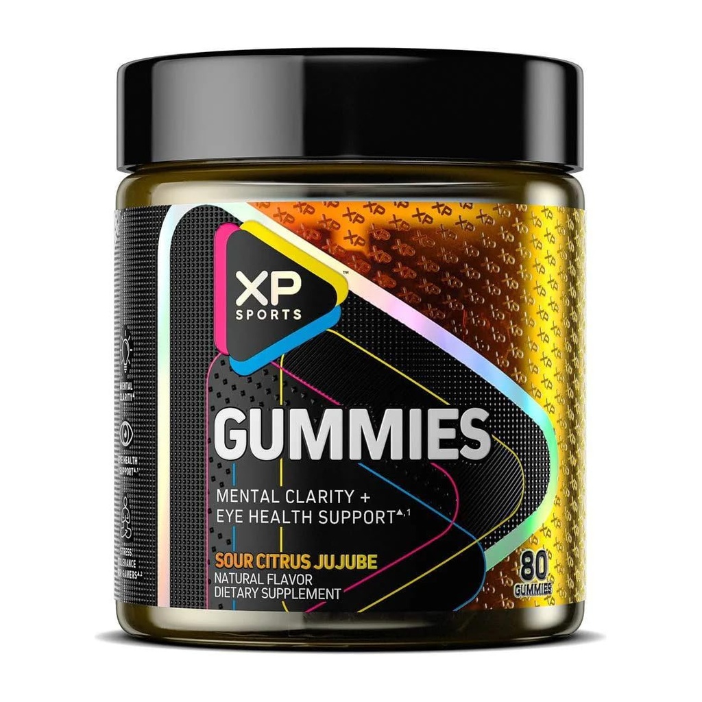 Výkonnost Sportovní žvejkačky - Duševní jasnost a podpora zdraví očí, Sour Citrus Jujube Flavor, Kognitivní Focus & Vision Care Dodatek, 80 Gummies