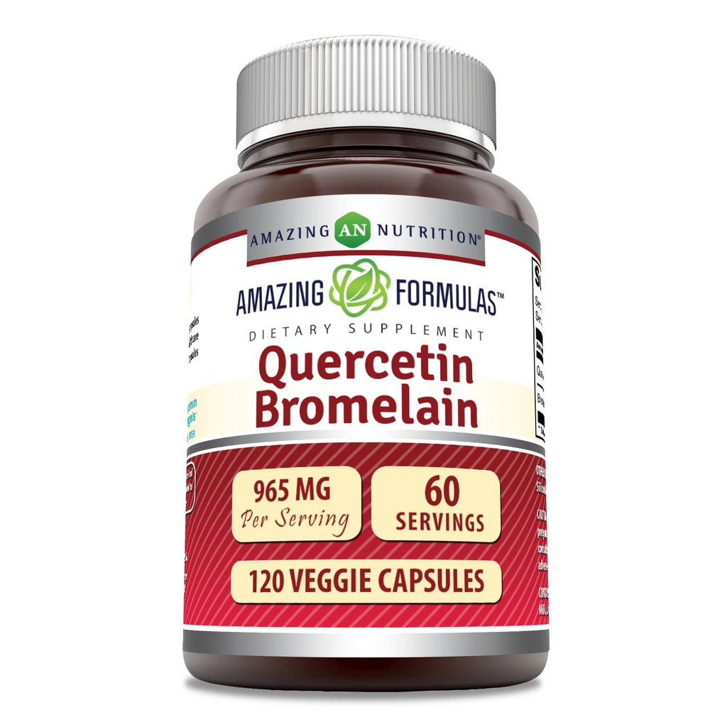Amazing Applicas Quercetin 800mg s Bromelain 165mg, 120 Veggie Kapsle dodatek CARP124; Non- GMO CARP124; Gluten zdarma CARP124; Made in USA