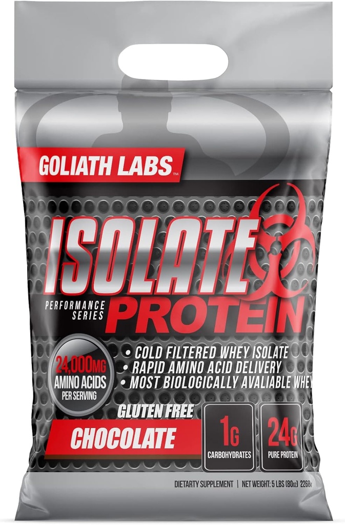 Goliath Labs Isolate Protein Powder [5 lbs / Pack of 1 / Chocolate] -Nutrition Isolate Protein, 24g Čistý protein, 7.75g BCAA, Muscle Building Protein Powder (Balení května Vary) - dieta a sportovní výživa