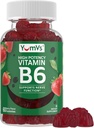 YUM-V 's Vitamin B6 Gummies - High potency Vitamin B6 100mg - Jahodový flavor B6 Vitamíny Gummies - Nerve & imunitní funkce, Non GMO Kosher, 60 Počet