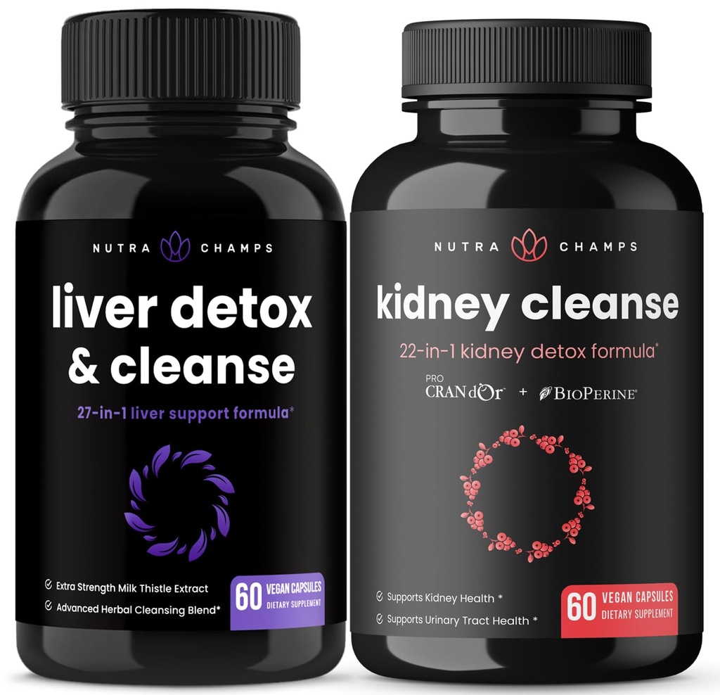 NutraChamps Jaterní čisticí kapsle a Ledvinové čisticí kapsle 2 Pack Bundle