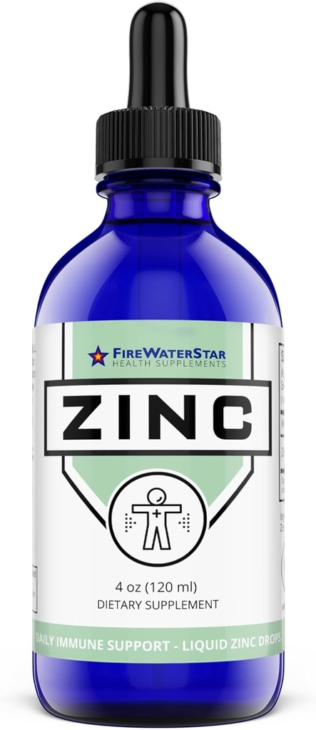 FWS Tekutý zinek Dodatek pro muže Ženy Děti, Organic Non- GMO Vegan, Ionický zinek Sulfatové kapky, Imunitní systém Zvýšení Zdravá Kožní podpora Celkem Wellness, 60 Den Dodávka, 4 oz