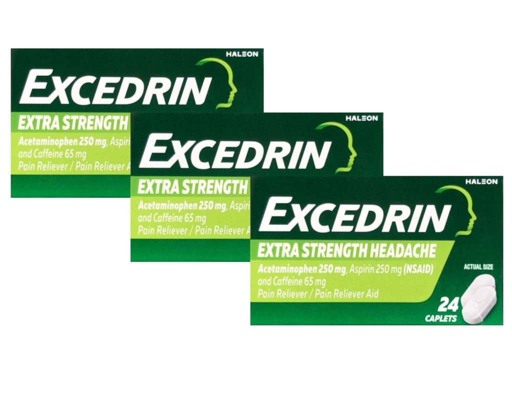 Excedrin Extra síla - 24 kapslí, balení po 3 ks