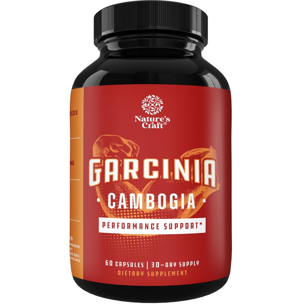 Silný Garcinia Cambogia Extract Kapsle s 60% HCA - Non- Stimulant Garcinia Cambogia Příplatek hubnutí s hydroxycitronovou kyselinou a chromem pro rovnováhu, Energie & Metabolismus Podpora - 60 Počet