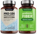 Vitamin Bounty Pro- 100 Probiotika & Prebiotická Fiber Bundle: Ultimate Gut Health Support with 13 Strains, 100 Billion CFU, Zinek & Vitamin C, Zpožděné uvolnění kapsle - 90 Kapsle
