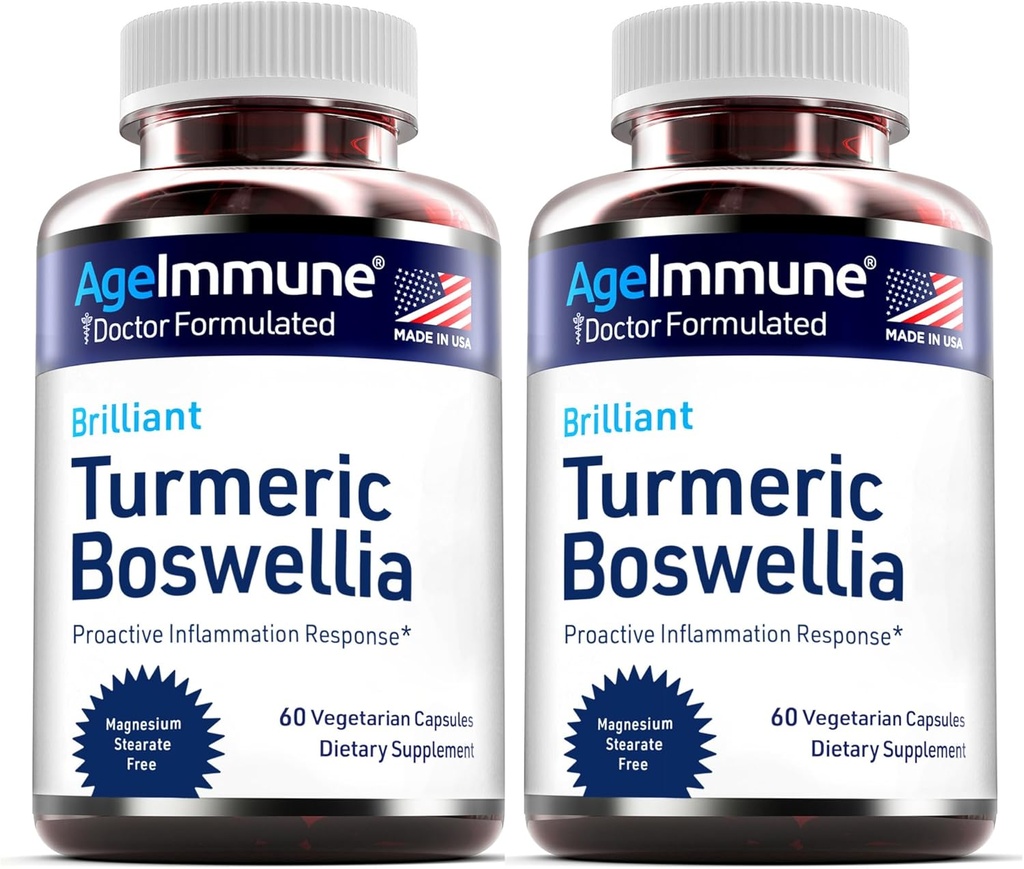 Turmerický dodatek s 65% Boswellia Serrata Extract with Black Pepper as Bioperin - Inulin -Turmeric Curcumin 95% Extract for Health Inflactive Response and Gut Health - 60 Kapsle - 2 Pack