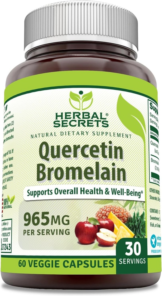 Bylinné tajemství Quercetin 800 Mg s Bromelain 165 Mg Dodatek 124; 60 Veggie Kapsle 124; Non- GMO 124; Gluten- Free Yellow 124; Made in USA