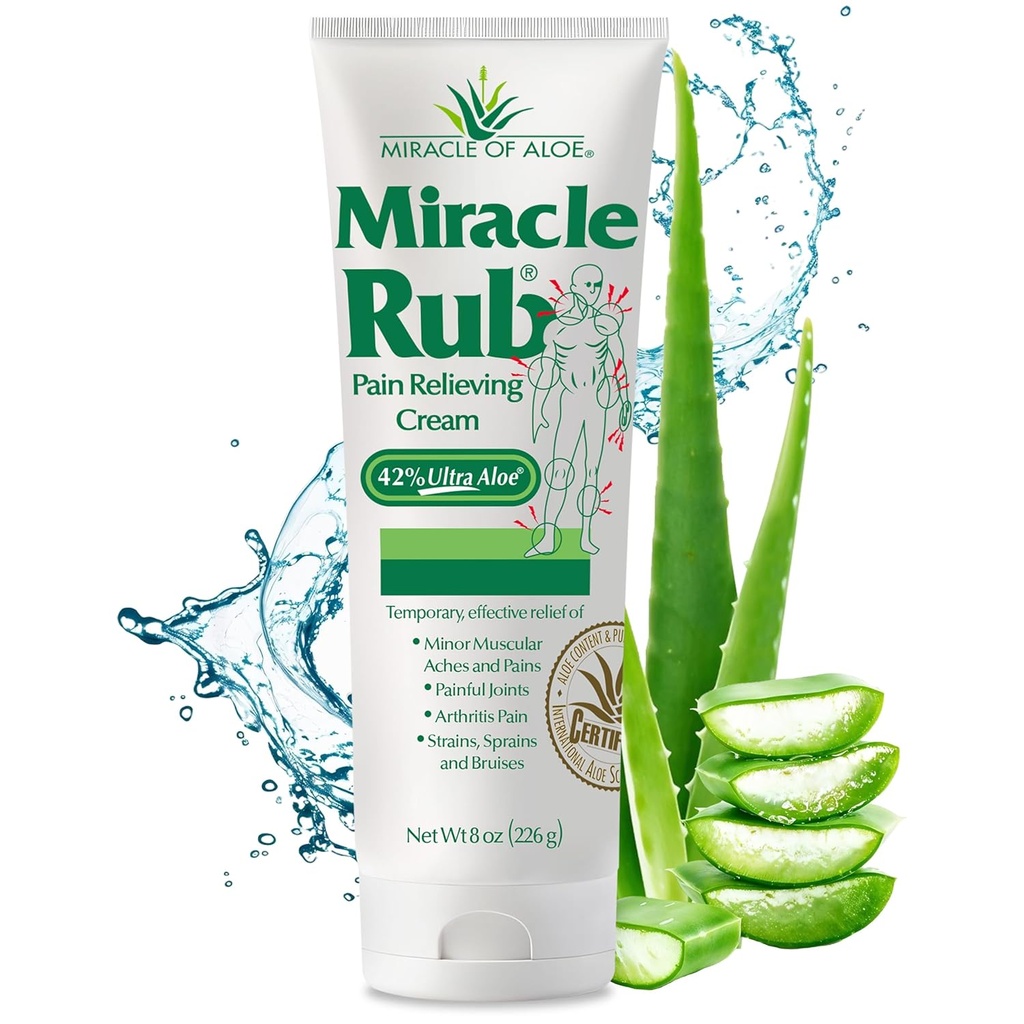 Zázrak Aloe Miracle Rub Pain Relieving Cream 8 oz, Fast & Effective Relief for Artritis, Muscle, and Joint Pain - Maximální síla UltraAloe Formule, Topical Angesic