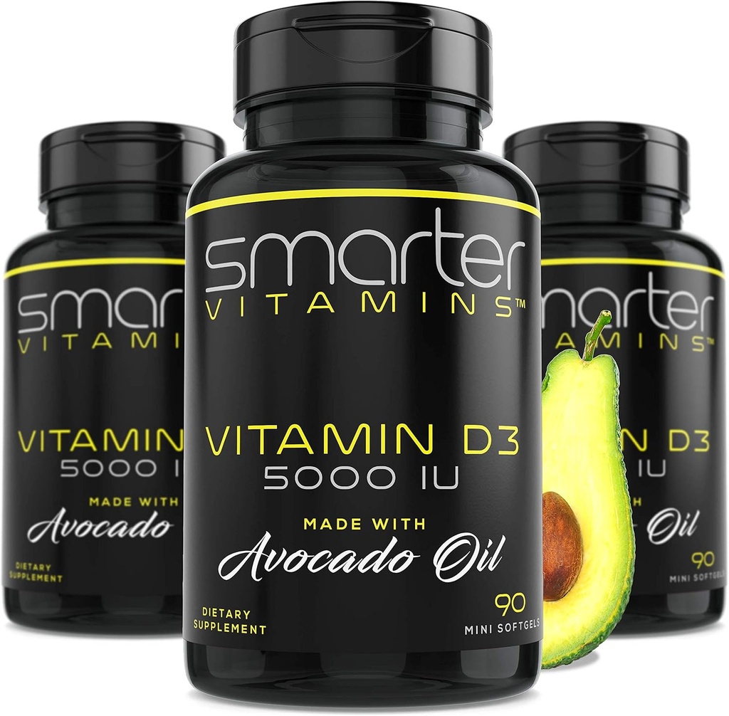 (3 balení) Chytrý vitamin D3 5000 IU v Avocado Oil 125mcg 270 Mini Softgels