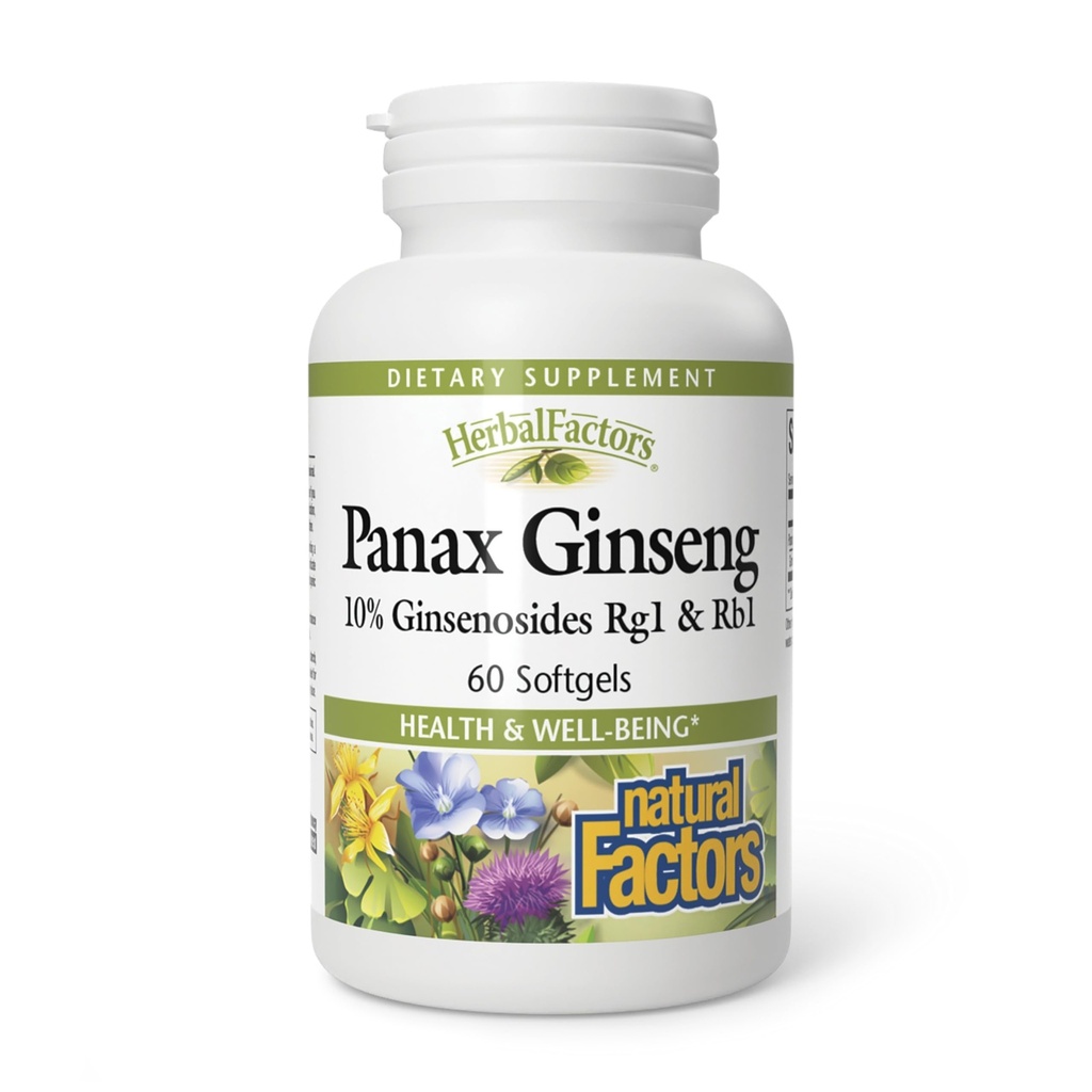 HerbalFactors by Natural Factors, Panax Ginseng, Promotes Resistance to Everyday Stress and a Health Well- Being, 60 softgels (60 porcí)