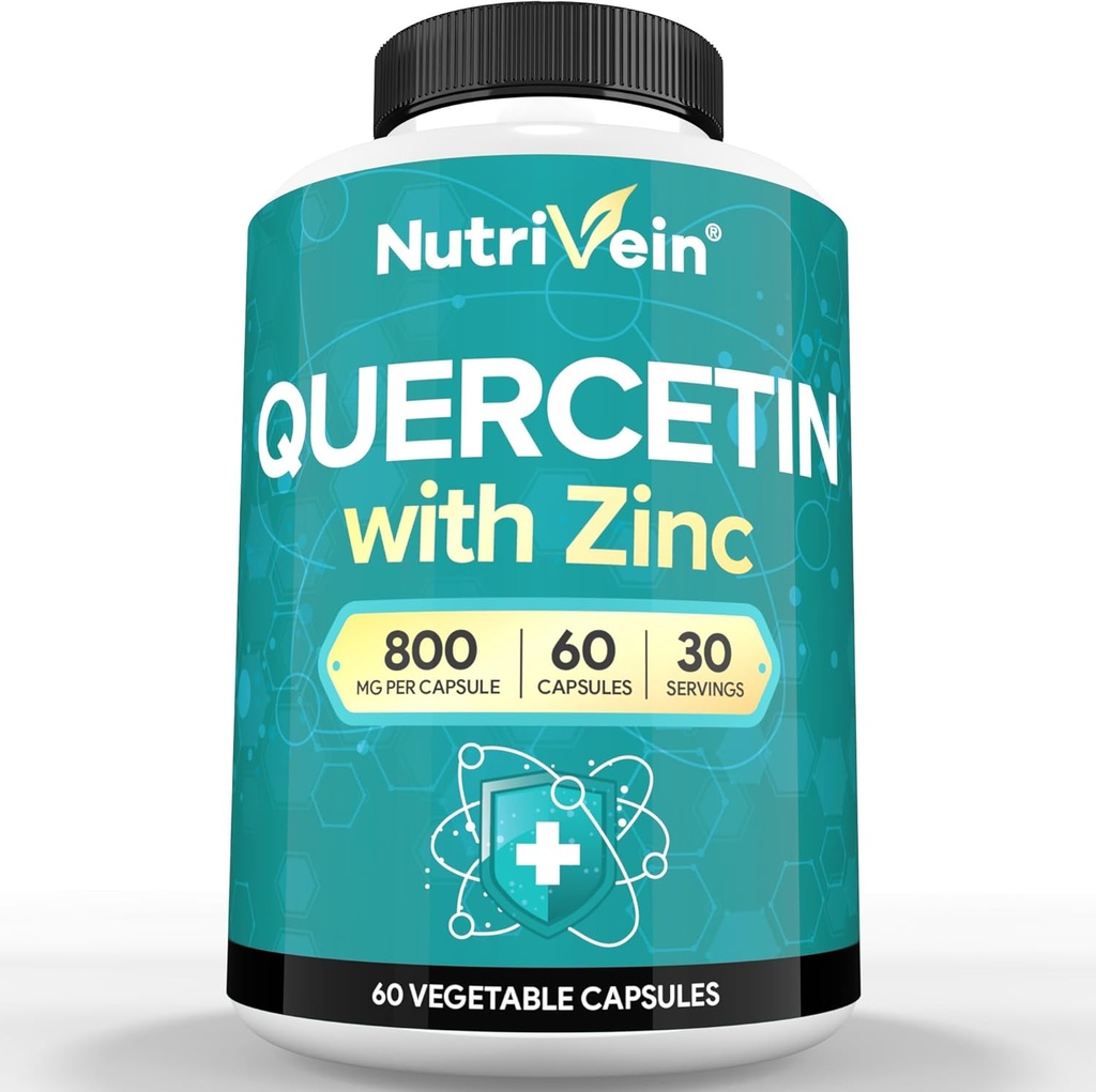 Nutriční zinek Quercetin Kombinovaný dodatek - Enhanced- Absorpce Quercetin se zinkem pro dýchání, kardio, imunitní, & Full- Body Support - Maximální biologická dostupnost