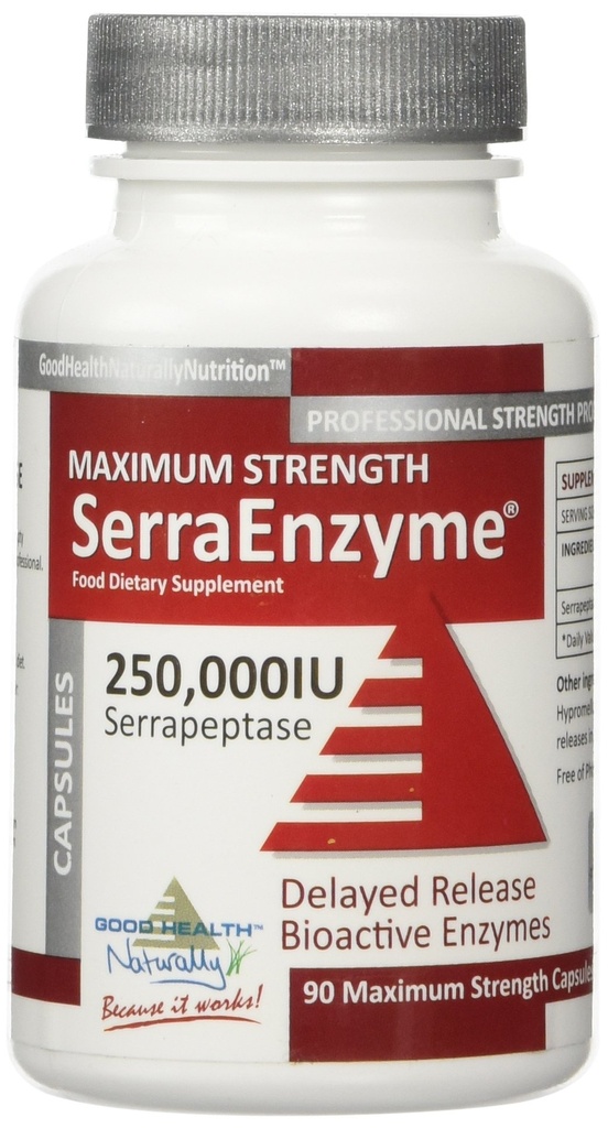 Serra Enzyme Serrapeptase Supplement - Clear Pings and Sinuss, Proteolytic, Digestive Cleanse CLAS124; 250,000 IU - Maximální síla CLAS124; 90 tobolek