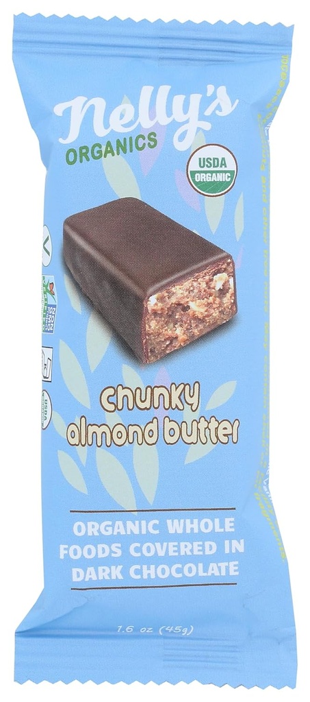 Nellys Organics Organic Dark Chocolate Chunky Mandle Butter Bar, 1.6 Oz