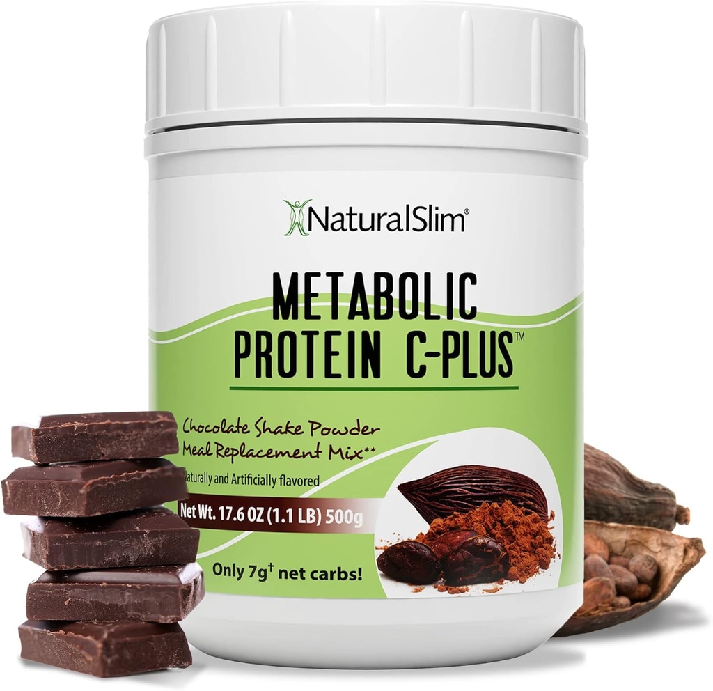 NaturalSlim Protein Powder s vitamíny a minerály Metabolické C- Plus - Krmiva Náhradní prášek obohacený vitaminem C, zinkem a aminokyselinou - čokoládový protein Powder 10 Servings 1.1 lb.