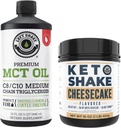 Výkon levého pobřeží 100% Coconut MCT Oil Liquid, 32oz + Cheesecake Keto jídlo náhrada Shake, 16oz