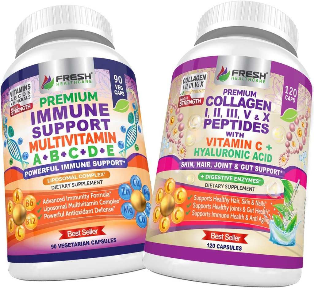 Fresh HeALTHCARE Imunní multivitamin a kolagen Peptidy - Bundle