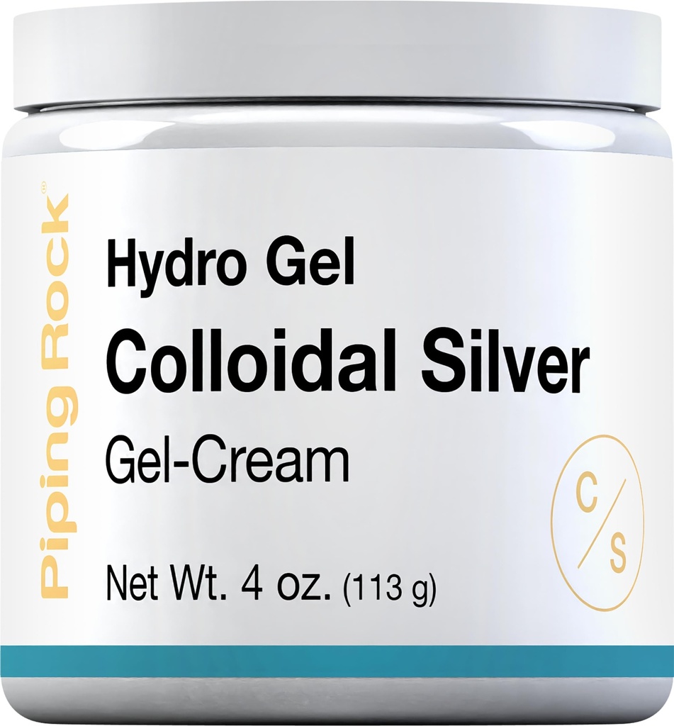 Piping Rock Koloidní Silver Cream 124; 4 oz credi124; pro kůži 124; Hydro Gel cream 124; Non GMO, gluten zdarma