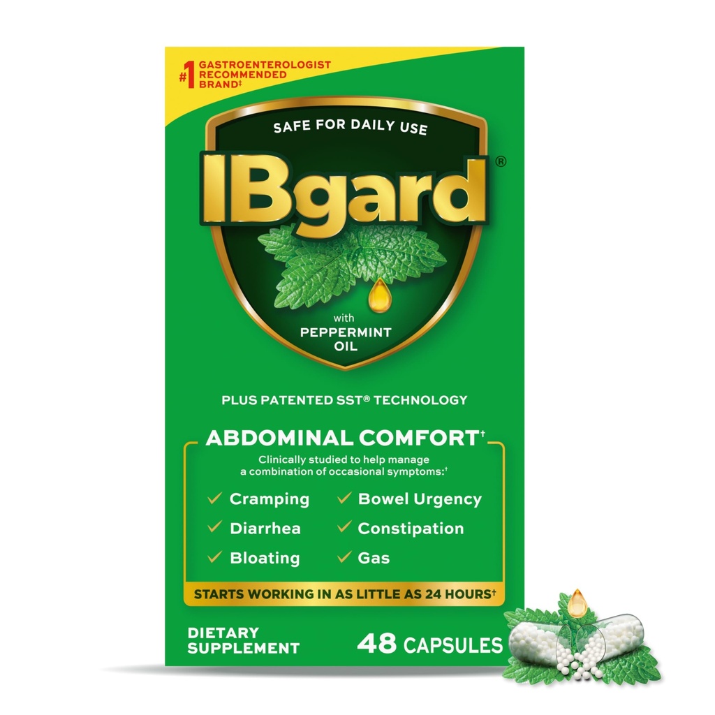 IBgard Gut Zdravotní dodatek, mátové olejové kapsle pro břišní comfort, 48 kapslí