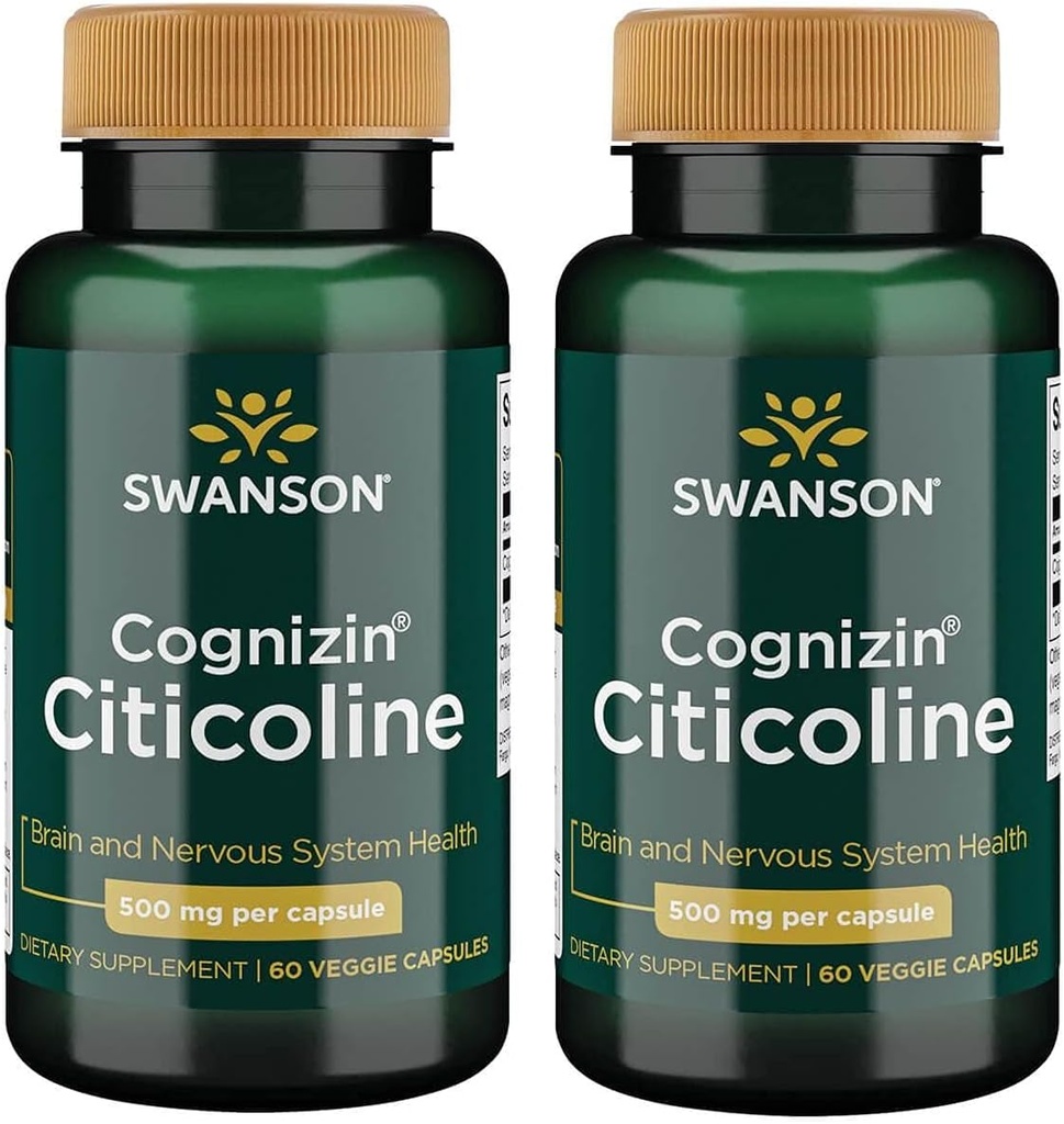 Swanson Cognizin Citicolin 1000 miligramů 60 Veg Kapsle (2 balení)