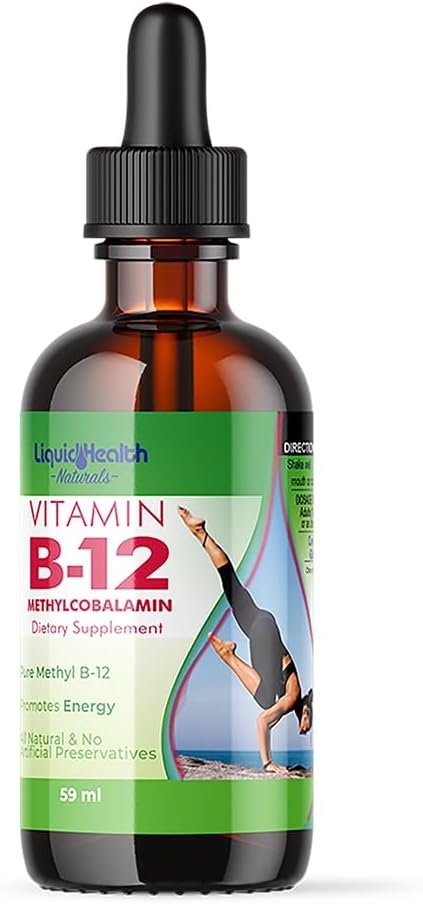 LIQUIDHELTH vitamin B12 Methylkobalamin kapalné kapky s sublingvální hydroxokobalamin - zvýšení energie, podpora imunitního systému, zlepšení paměti a koncentrace - Vyrobeno v USA, Vegan, Non- GMO (2 oz)
