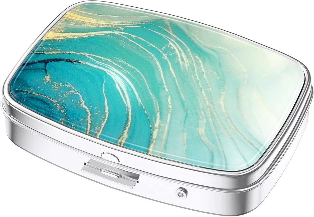 Nipichsha Pill Box, Malý Pouzdro na pero pro Purse & Pocket, Roztomilý Pořadatel Travel Medicine, Portable Medicine Container Holder to Hold Vitamíny, Léky, Rybí olej a doplňky, Teal Marble