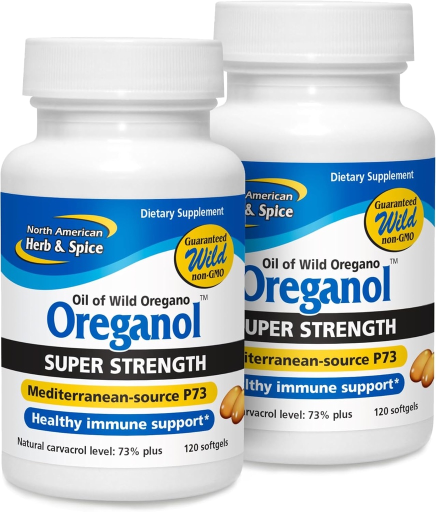 SEVERNÍ AMERICAN HERB & SPICE Super Strength Oreganol P73 - Balení 2, 120 Softgels - Podpora imunitního systému - Non- GMO, Vegan Friendly - 240 Celkem Služební cesty
