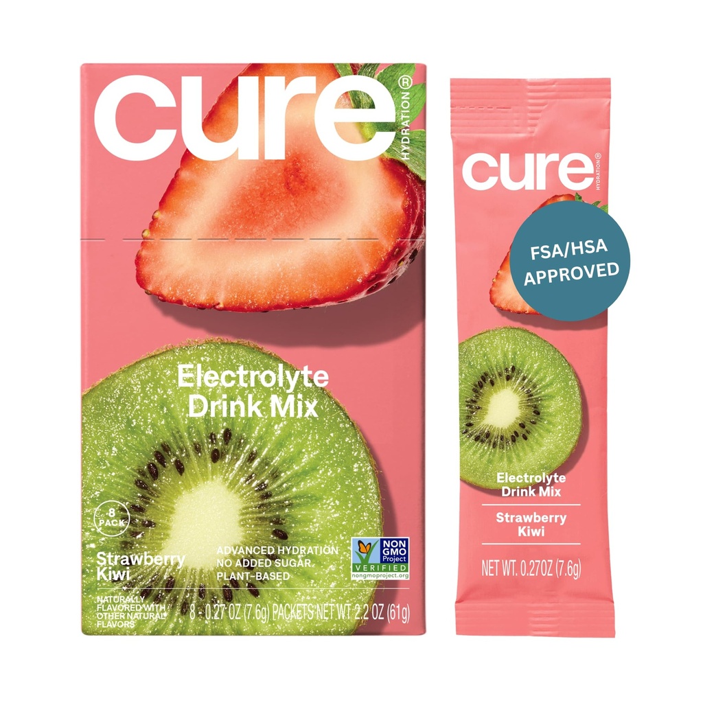 Hydratační roztok 124; Plant- Based Electrolyte Drink Mix 124; No Add Sugar CLANEX 124; Dehydratační Relief Powder Made with Coconut Water CLANEX 124; Non- GMO CLANEX 124; Vegan CLANEX 124; Krabička 8 Packets - Jahoda Kiwi