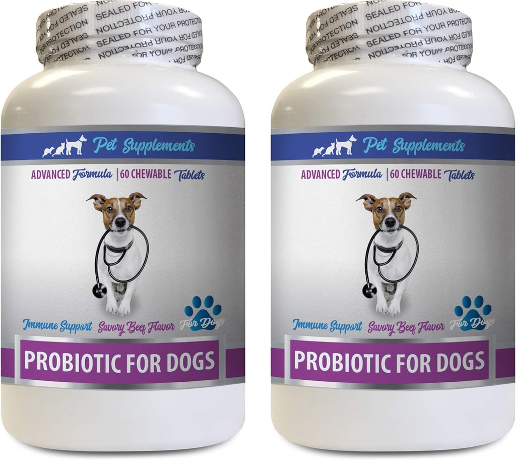 Obnova psa Gut - PROBIOTIKA pro psy - Zdravý Gut - Stop plyn průjem a špatný dech - Digestive Boost - Psí probiotika enzymy - 2 Lahvičky (120 léčby)
