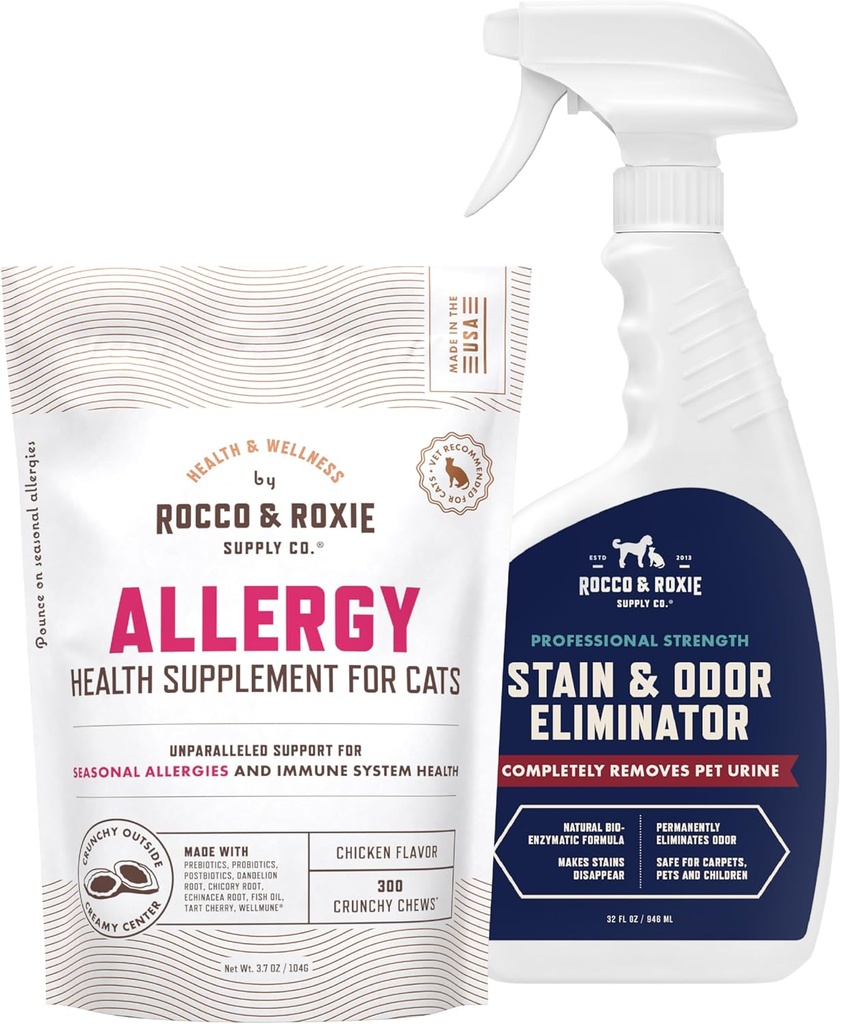 Rocco & Roxie Cat alergie doplňky a skvrna a zápach Eliminator Bundle