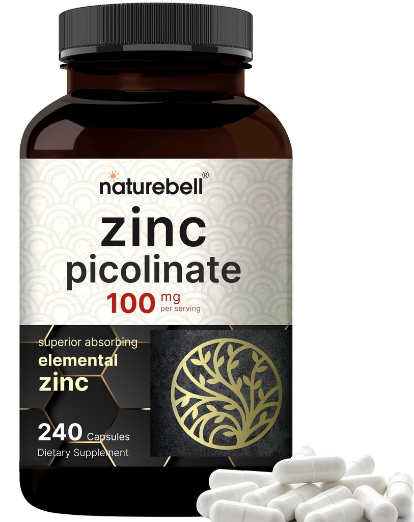 Pikolinát zinečnatý 100 mg - 240 Kapsle, Biologicky dostupná forma zinku pro imunitní podporu a zdraví kůže - Non- GMO a gluten