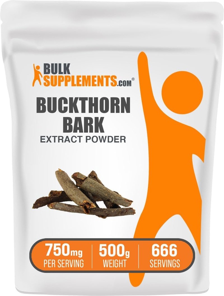 BulkSupplements.com Buckthorn Bark Extract Powder - Buckthorn Bark Powder, Bylinný dodatek - Vegan & Gluten Free, 750mg per Serving, 500g (1,1 lbs) (Balení po 1)