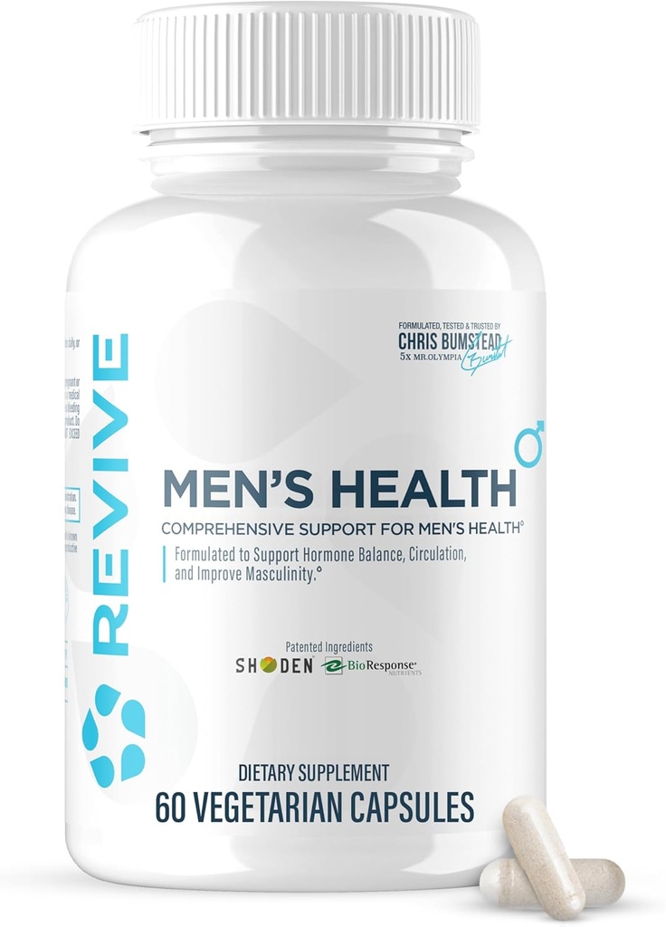 Revive MD DIM dodatek pro muže - Podporuje hormonální rovnováhu, mužské sexuální a prostatní zdraví - Zdravé hladiny testosteronu a estrogenu s Ashwagandha & Green Tea (60 Vegetariánské Kapsle, 30 Služeb)