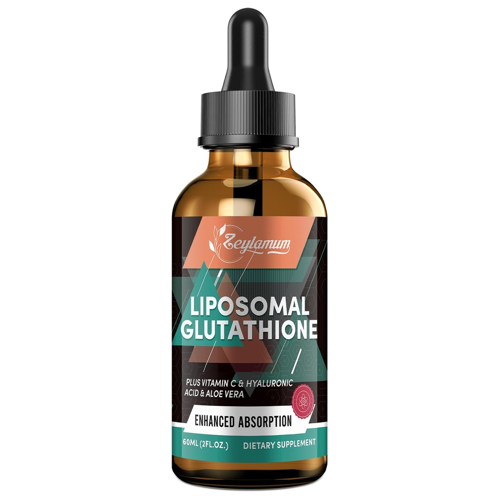 2000MG Lipozomální Glutathion Tekuté kapky, Ultra vysoká absorpce, Přírodní detoxifikace, imunitní systém & Kožní Supprot *, L- Glutathion, Vitamin C & Hyaluronic Acid, Kapsle Alternativní, 2.02 OZ