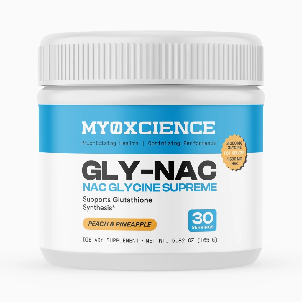 MYOXCIENCE NAC Glycin Nejvyšší 124; N- acetyl- L- cystein, Glycin, a Taurin Kombinace (Přírodní broskve a ananasové aroma) (30 Služební)