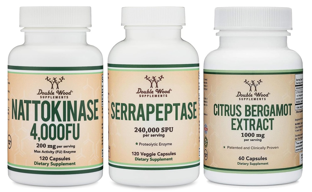Dodatek Nattokinázy (120 kapslí), Serrapeptáza (120 kapslí), Citrus Bergamot (60 kapslí)