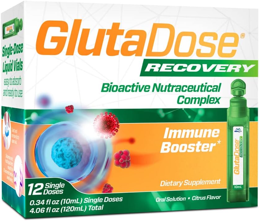 GlutaDog Recovery Imunity Supplementation - Liquid Vitamíny Imunitní podpora pro děti a dospělé, Cold & Flu Care Package (Glutathione Astragalus Echinacea Acerola) Imunostimulátor pro ženy - 12 Vily