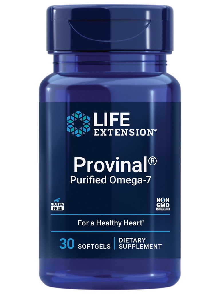 Life Extension Provinal Purified Omega-7, palmitolová kyselina získaná z vysoce koncentrovaného mořského oleje, cholesterolu, triglyceridů a podpory srdečního zdraví, bezlepkové, Non- GMO, 30 softgelů