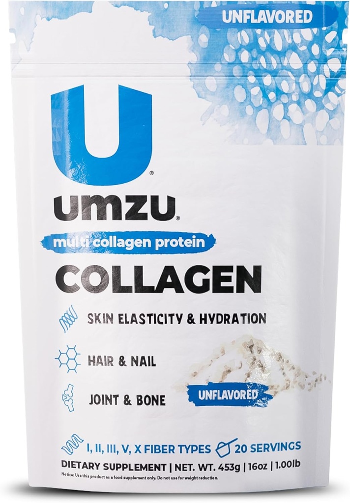 UMZU ZuCollagen Hydrolyzovaný protein Prášek 124; 5 Kolagen Peptid Typy pro zdravé vlasy, kůže, nehty, klouby & Gut dutiny 124; Nízká kalorie, vysoký protein (20g protein per Serving dur 124; Neochucené)