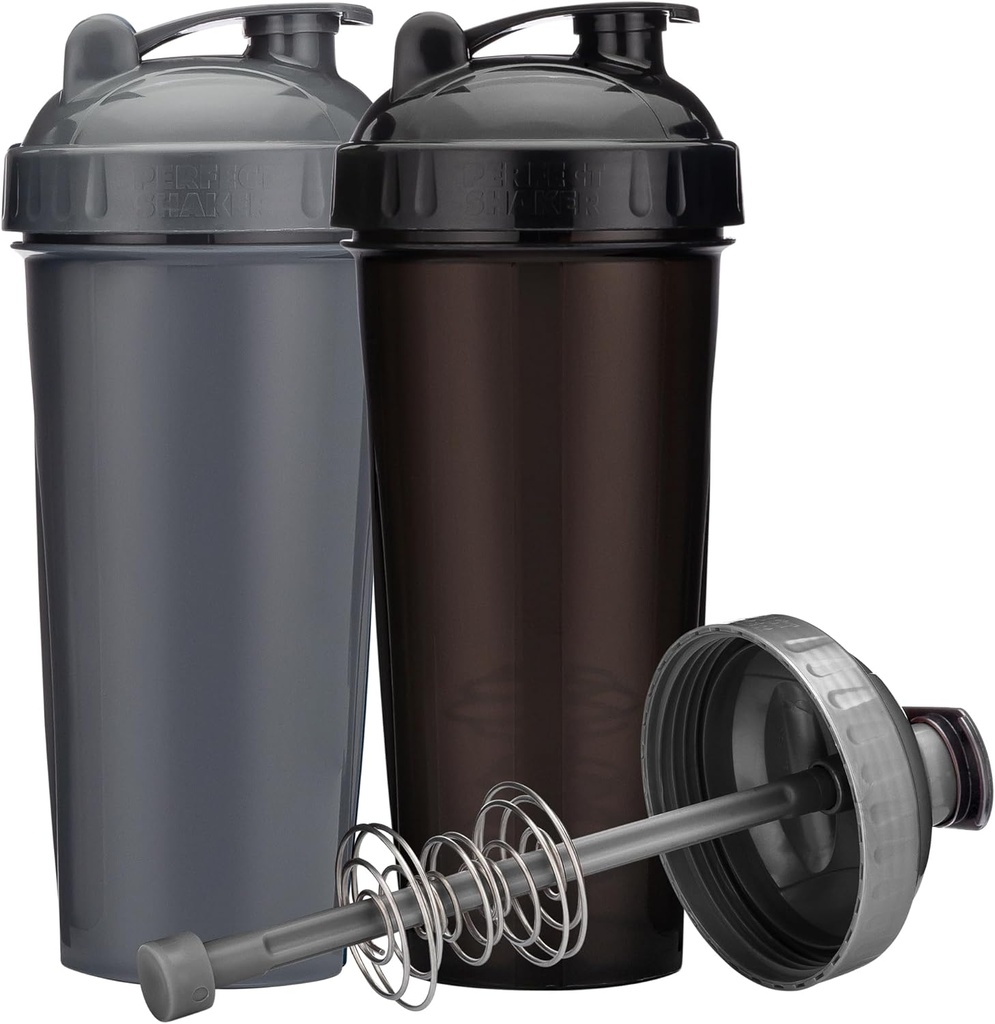 [2- Pack] 28- Ounce Shaker Lahvička 124; Protein Shaker Lahvička s Action- Rod Wire Mixer 124; Shaker Cups jsou BPA zdarma a myčka nádobí bezpečné 124; Black & Gray