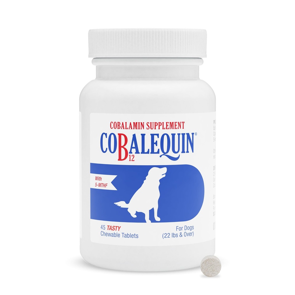 Nutramax Laboratories Cobalequin B12 dodatek pro střední až velké psy, 45 žvýkací tablety, Hydrolyzované kuře, 2.08 unce